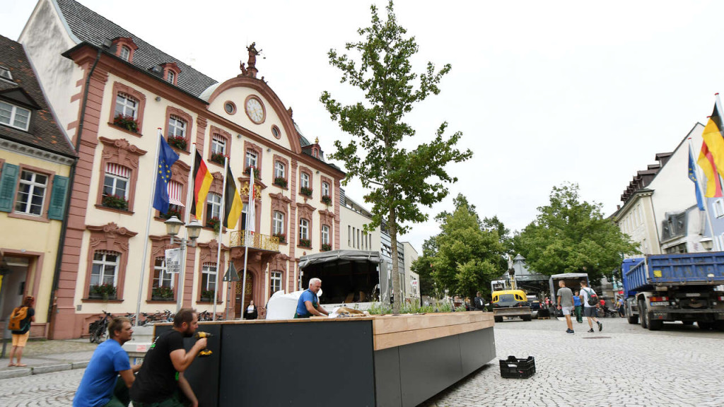 Baumcontainer in Offenburger Innenstadt